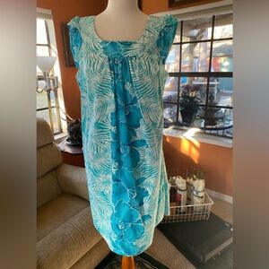 Tropical Blue Floral Hawaiin Dress